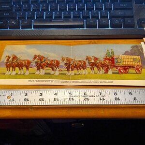 BUDWEISER Clydesdales Horses & Carriage fold out post card